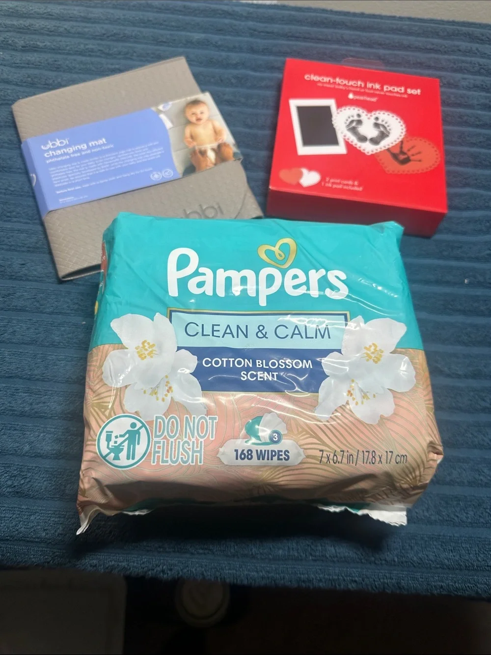 Pampers Clean & Calm Cotton Blossom Baby Wipes,ubbi changing mat&hand/footprint